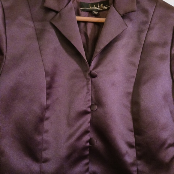 Nicole Miller Steampunk Cosplay Plum Satin Crop Blazer size 6 - Picture 7 of 7